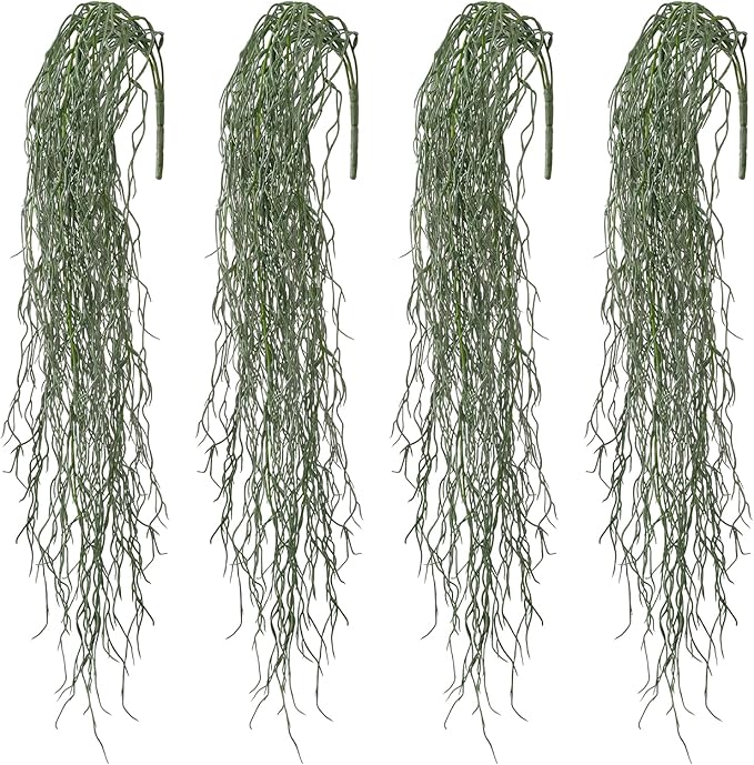 dallisten 4 Pcs Fake Hanging Plants, 36" Artificial Hanging Grass Plants Greenery Vines UV Resistant Faux Trailing Plants for Indoor Outdoor Wall Shelf Porch Boho Home Patio Decor(Green)