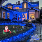 JMEXSUSS 200 LED Blue Christmas Lights Outdoor, Expandable 66ft Blue String Lights Green Wire, 8 Modes Twinkle Xmas Tree Light Plug in for Party Indoor Ceiling Beroom Patio Fence Yard Decor