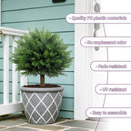 27.6 Inch Artificial Cedar Topiary Ball Trees, Set of 2 UV Resistant Fake Evergreen Trees Shrubs Bushes Artificial Plants with Ground Spike Faux Cypress Plants for Outdoor Front Porch Garden Decor