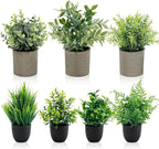 Artificial Potted Plants Faux Greenery in Cement Pots for Shelf, Bookshelf, Office or Home Decor, Small Decorative Fake Plants for Modern Indoor Display (7, XXL)