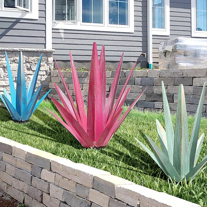 Large Tequila Rustic Sculpture, Metal Yard Art, Metal Agave Plants Outdoor Decor, Home Decor Hand Painted Agave Garden Statue