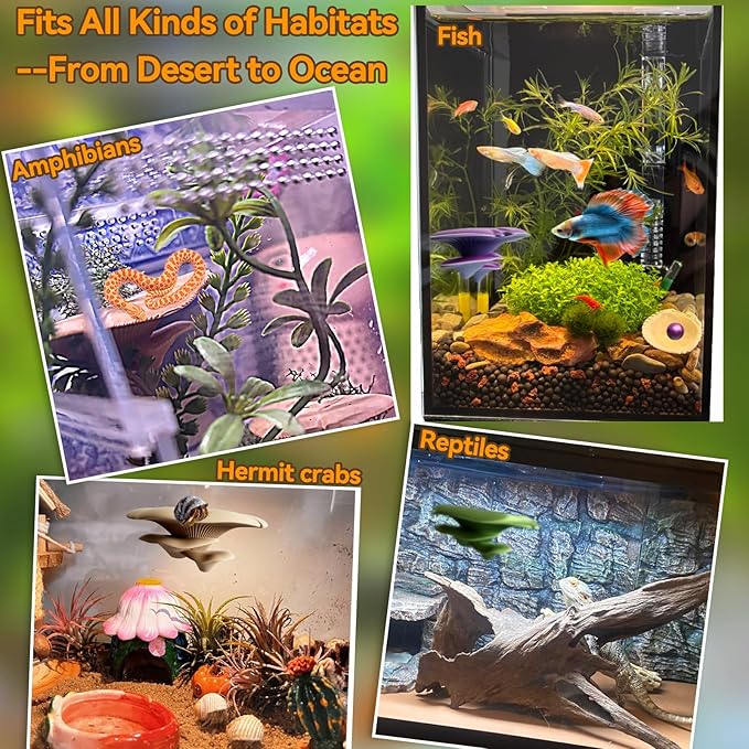 Mushroom Decor for Reptile Tank, Fish Tank, Pet-Safe Bearded Dragon Tank Accessories, Realistic Terrarium Plants for Crested Geckos, Frogs,Realistic Habitat Ornament (Desert Beige)