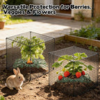 6 Set Upgraded Strawberry Protection Supports with Wire Plant Protectors from Animal Sturdy Metal Wire Plant Cages Mesh Plant Cover Strawberry Growing Racks Planting Stand for Garden,12 Inch Square