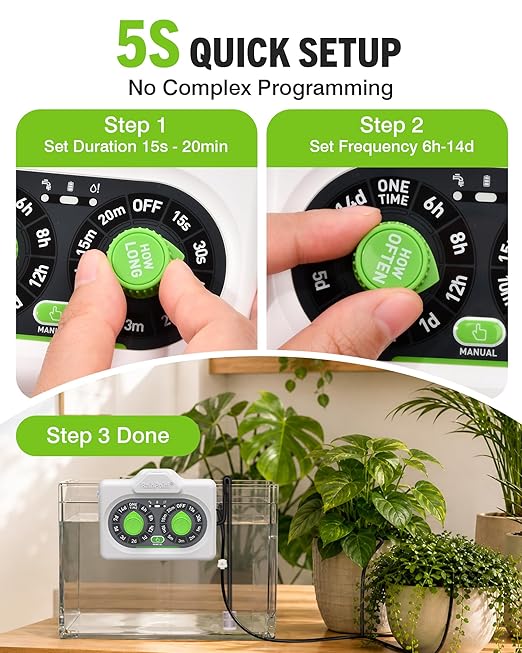 RAINPOINT Bluetooth Automatic Plant Waterer Indoor, Smart APP Control Drip Irrigation System for Houseplants, Anti-Siphon Vacation Watering Device with 2400mAh Rechargeable Battery (Up to 15 Pots)