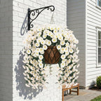 Artificial Flowers for Outdoors Fake White Morning Glory Hanging Flower Decoration, 2Pcs Realistic Faux Plants Petunias Long Trailing Vines,Spring Decor for Porch Patio Balcony Planter Yard