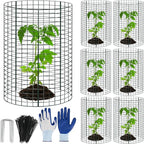 18 pcs 24"x 12" Large Wire Plant Protectors Cages to Keep Animals Out,6 Pack Mesh Plant Cage Chicken Wire Cloche with Ground Stakes and Nylon Ties Protect Plants,Garden,Shrubs and Vegetables(set of 6)