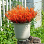 20 Bundles Artificial Plants Outdoor, UV Resistant Fake Flowers, Realistic Faux Lavender Shrubs for Porch Garden Window Box Home Decoration (Fall Orange)