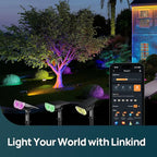 Linkind Smart Solar Spot Lights Outdoor SL5C, Solar Lights Outdoor Spotlight Cool/Warm White/Color Changing, APP/Voice Control IP67 Landscape Lighting for Yard, Garden, Pathway(8 Pack)