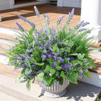 Starttag 18PCS Artificial Plants for Outdoor Decor Realistic Faux Greenery & Flowers Fake Plastic Leaves with Stems UV Resistant Outside Bushes for Garden Patio and Porch