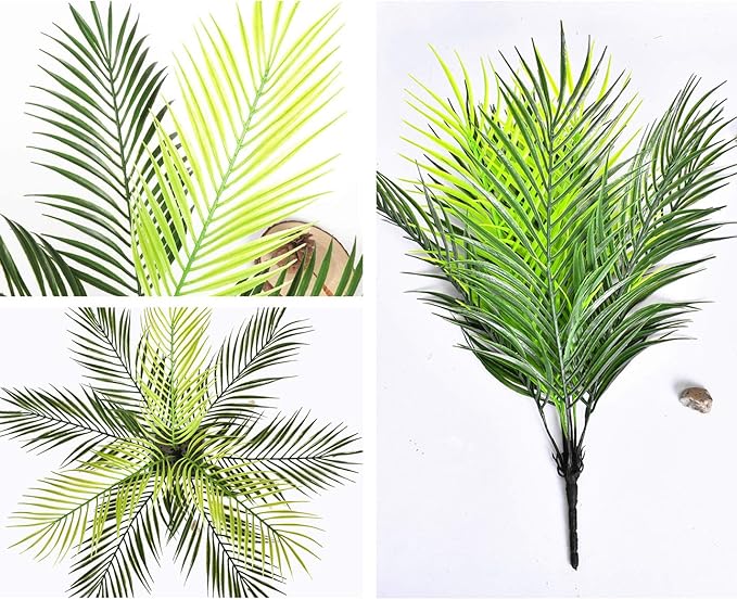 PASYOU Artificial Palm Tree 1Pack, Fake Plants Plastic Greenery Tropical Shrubs Faux Leaves for Home Indoor Outdoor Decor Garden DIY Basket Planter Filler Wedding Party Decoration Ornaments
