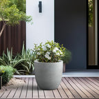 Kante 18 Inch Dia Round Concrete Planter, Indoor Outdoor Large Plant Pot with Drainage Hole and Rubber Plug for Home Patio Garden, Natural Concrete
