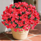 Bougainvillea Artificial Flowers for Outdoors Faux Plants Spring Summer Decor, 4 Bundles Red UV Resistant Fake Outdoor Flowers Silk Flowers for Outside Realistic for Planters Patio Porch Garden Home