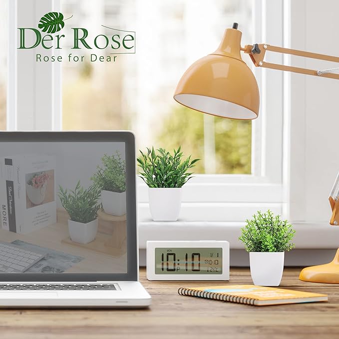 Der Rose 2 Pack Fake Plants Mini Artificial Greenery Potted Plants for Home Decor Indoor Office Table Room Farmhouse