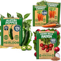 HOME GROWN Root Vegetable & Pepper Seed Kit – 6,929+ Non-GMO USA Seeds – Includes Tendersweet Carrot (6,000), Cherry Belle Radish (800) & Jalapeno Pepper (129) – Heirloom, High Germination