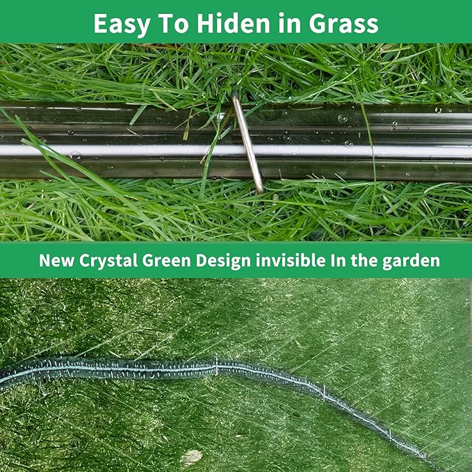 2026 Reinforced Sprinkler Hose & Soaker Hose for Yard - 50 FT Flat Garden Hose with Holes, Heavy Duty No-Kink Lawn Irrigation Hose (Includes Stakes, High Pressure Spray)