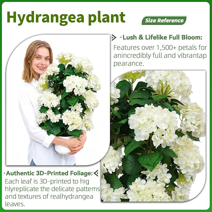 Faux Hydrangea Tree 30" Tall (2 Pack), Artificial Hydrangea Plant in Pot with White Flowers, Realistic Hydrangea Tree for Indoor Outdoor Porch, Patio, Home Decor
