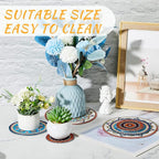 Nuanchu 6 Pieces Boho Plant Pot Mat 3 Size 3.94" 5.9" 7.87" Rubber Absorbent Non Slip Pot House Indoor Plant Coasters Round Pad Gardening Outdoor Flower Protect Mat for Table Desk Floor