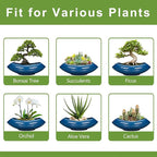 Bonsai Tree Pot 18 Inch - Ceramic Succulent Pots Large Bonsai Planter for Indoor Outdoor Plants Decorative Plant Pot with Drainage Hole Flower Pot for Home Garden Room Decor Blue