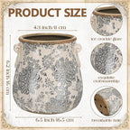 Ceramic Scroll Planter 6.5 Inch Chinoiserie Floral Vase with Drainage Holes Vintage Flower Vase Flower Pot Rustic Ceramic Pots for Indoor Plants Garden Home Bookshelf Decor(Gray)