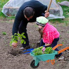 Kids Gardening Set with Wheelbarrow, Real Metal Garden Tools for Kids Ages 3-8, 4 Long Handle Tools, 3 Hand Tool, Gloves, 5 Stickers, Handbook, Outdoor Backyard Toys for Toddler Gift