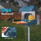 Smart Solar Bird Feeder with Camera & Outdoor Bird Bath | 2K HD Dual-Lens, AI Bird Identification, Instant Mobile Alerts, IP66 Weatherproof, Ideal for Outdoor Bird Watching