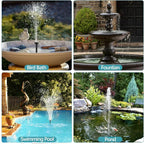 POPOSOAP Solar Water Pump, 12W Solar Fountain Pump 160GPH Flow Adjustable Solar Powered Pond Pump with Dry-Run Protection for Fish Pond, Wildlife Garden, Ponds, Waterfall, Hydroponics P112L