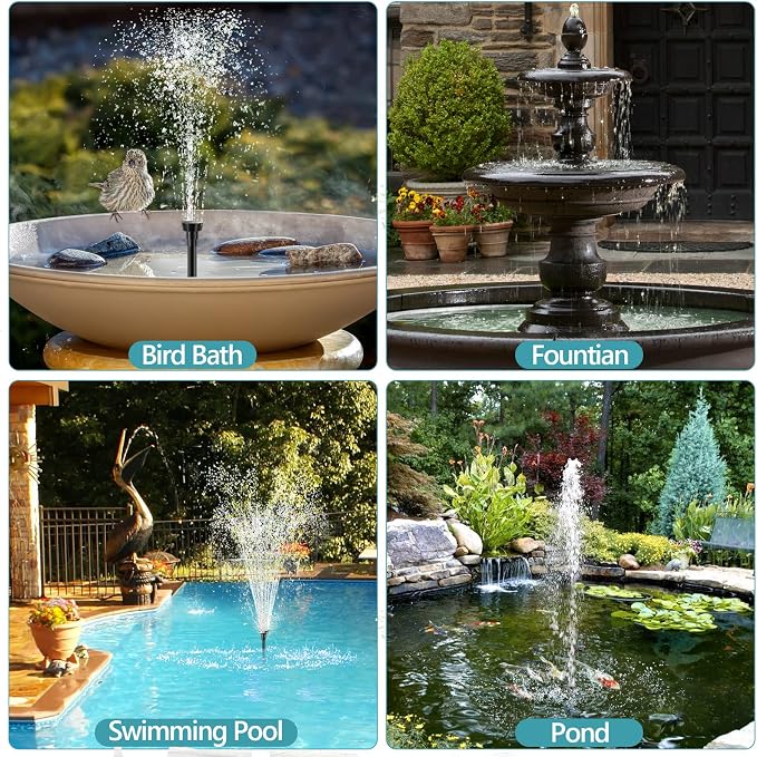 POPOSOAP Solar Water Pump, 12W Solar Fountain Pump 160GPH Flow Adjustable Solar Powered Pond Pump with Dry-Run Protection for Fish Pond, Wildlife Garden, Ponds, Waterfall, Hydroponics P112L