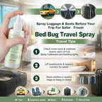 Bed Bug Spray Natural Travel Spray Child & Pet Safe - Plant Based Bed Bugs, Lice, Mite Treatment, Stain & Odor Free Control, Compact Travel Size for Hotels, Suitcase, Backpack, Shoes, 3oz, 1 Pack
