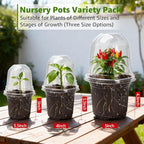 MIXC Clear Nursery Pots with Humidity Domes, 5/4/3.5 Inch Reinforced Transparent Plastic Pots for Planting with Drainage Holes for Seedlings, 30 Pack