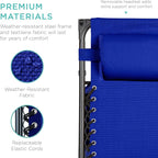 Best Choice Products Folding Zero Gravity Outdoor Recliner Patio Lounge Chair w/Adjustable Canopy Shade, Headrest, Side Accessory Tray, Textilene Mesh - Cobalt Blue