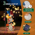Gnomes Decorations for Yard, Triple Stacked with DIY Firework Lights, Solar Garden Gnome Outdoor Decor Statue for Patio Lawn, Mothers Day Birthday Gift for Mom Grandma (11.5in)