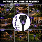 4 Pack Solar Bug Zapper Outdoor Waterproof Solar Powered Mosquito Zapper Repellent Outdoor Patio,Cordless & Auto On/Off Purple White Light Small Fly Insect Zappers for Garden Backyard