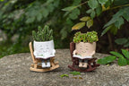 Rocking Chair Smiley Face Planter with Drainage Hole, Cute Plant Pots for Indoor Outdoor Plants,Unique Flower Pot for Succulents, Gift for Mother's Day, Birthday, Christmas