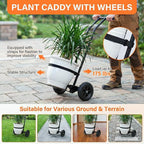 Heavy Duty Plant Caddy with Wheels, 175Lbs Adjustable Plant Dolly Cart with Grab Arm/Suction Cups/Strap, Dual Protection Potted Plant Mover Cart for Indoor Outdoor Garden Courtyard Office, Black