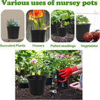 100 Packs 4 5 6 Inch Nursery Pots, Plastic Nursery Pots for Plants with Drainage Holes, Seed Starting Garden Pots of Flower Plant Container for Succulents, Transplanting (100, 5 Inch)