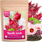 300+ Roselle Seeds for Planting - Hibiscus Sabdariffa, Jamaican Sorrel Seeds Cranberry Hibiscus, Red Roselle Seed for Flowers Tea & Jam Syrup, Warm Season Garden Flower Seed for Home Growing