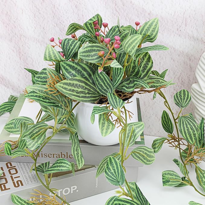 2pcs Small Artificial Hanging Plants Fake Hanging Plant with Pot Plants Indoor Decor Faux Greenery Hanging Vines Potted for Bedroom Shelf Outdoor Garden Decoration