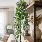 Artificial Hanging Plant 2 Pcs Faux Plant Ivy Vine Faux Eucalyptus Vines Fake Potted Greenery for Wall Living Room Home Shelf Office Bathroom Outdoor Indoor Decor (Type 7)