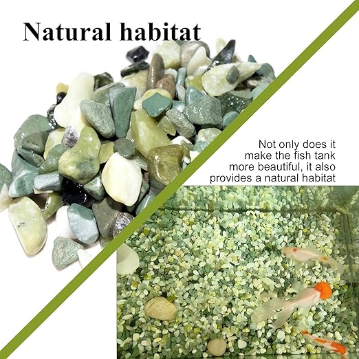 Natural Pea Gravel Pebbles for Plants, Fish Tank Gravel, Small Rocks for Outdoor Landscaping, Terrarium, Fish Tank, Home Decoration (10 Pounds, 1/5-3/5 inch, Green)