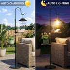 Candieslife 61" Solar Lights Outdoor with Plant Stands - Metal Shepherd Hook with Hanging Solar Lantern, Waterproof Solar Floor Lamp Garden Lights for Patio Deck Yard Porch Backyard & Indoor Decor
