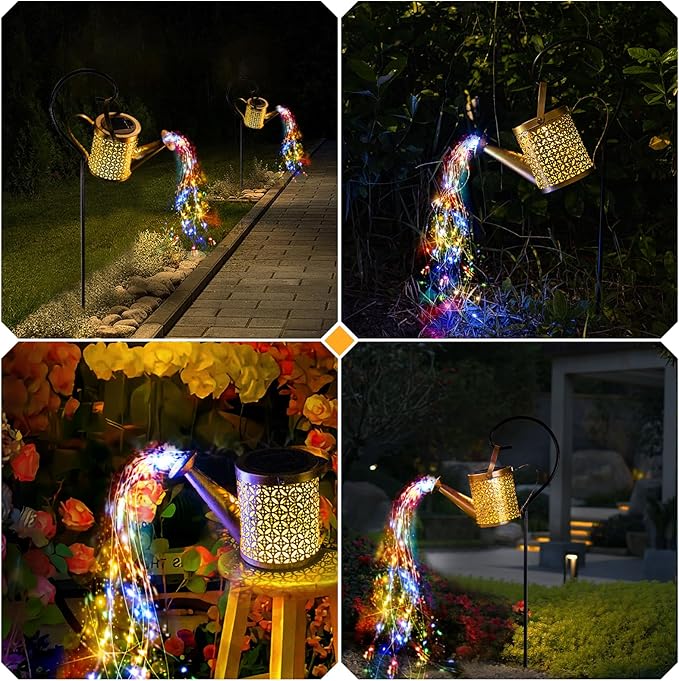 SRNPMIU Solar Watering_Can Light, Solar Yard Decorations Outdoor, Garden Decor Lights, IP65 Waterproof Hanging Lantern Lights, Flower Bed Decor, Gifts for Grandma, Women, Mom