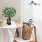 Der Rose 13.5" Fake Plants for Black Bathroom Decor Artificial Eucalyptus Stems in Black Glass Vase with Faux Water for Office Desk Accessories Farmhouse Home Table Centerpiece Decor（Sage Green）
