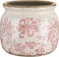 Vintage Planter Large Ceramic Plants Pot Pink Floral Scroll Ice Crack Cottage Scroll Vase Flower Vase Pot Indoor Plants Home Kitchen Decor Farmhouse Antique Decorative Gifts