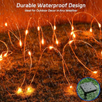 cshare Halloween String Lights Outdoor Waterproof, Solar Fairy Lights 16.4ft 50LED 8 Modes Orange Halloween Lights for Yard Outside Pathway Patio Party Backyard Decorations