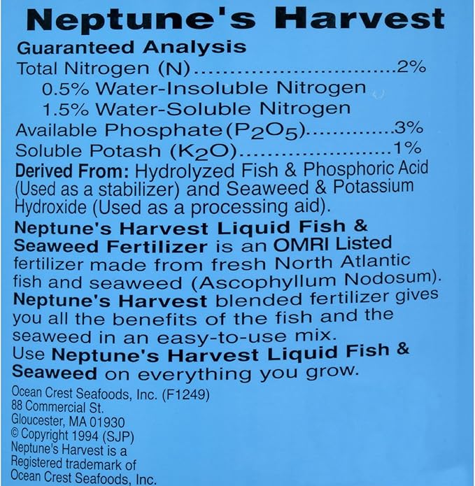Neptune's Harvest Fish & Seaweed Liquid Fertilizer (2-3-1) - 1 Gallon Bottle - Plant Food for Garden - Indoor & Outdoor Organic Plant Fertilizer for Vegetables, Flowers, Fruit, and Lawns
