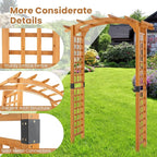 Giantex 7.5FT Wood Garden Arbor Trellis, Wooden Wedding Arch for Ceremony Party, Outdoor Archway Pergola for Climbing Plants, Pathway, Yard, Garden Decor, Easy Assembly (Honey Brown, 63''W x 90''H)