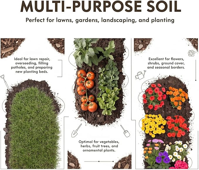 All Purpose Topsoil 6 lb Pail, Premium Garden Planting Soil for Indoor Outdoor Plants, Flowers, Vegetables, Shrubs, Raised Beds, Containers and Landscaping
