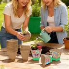 NNG 20 Set Garden Paper Pot Craft Kit,20Pcs Square Paper Mache Pots Peat Plant Pots with 200pcs Adhesive Foam Stickers & 20Pcs Pots Labels,Flower Plant Spring Craft for DIY Flower Planting