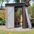 Aoxun 5’ x 2.9’ Shed Outdoor Storage Shed with Lockable Doors & Slooping Roof Metal Garden Tool Shed for Backyard, Patio, Poolside (Brown)