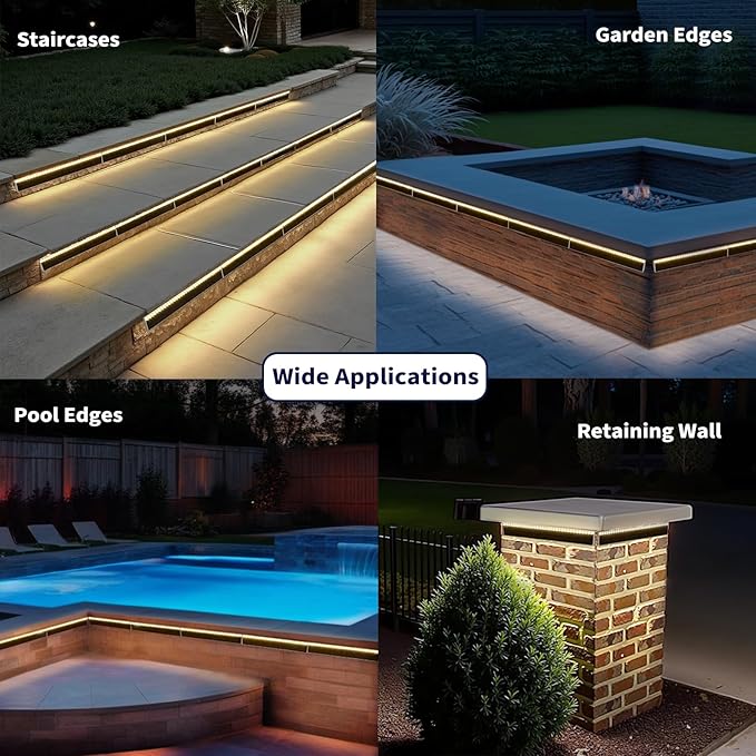 SHONELIGHTING Solar Step Lights for Outside, 33 Focused-Beam High-Brightness LEDs, Waterproof Aluminum Outdoor Stair Light for Risers, Curbsides, Poolsides, Planter Edges (Warm White, 12Pack)